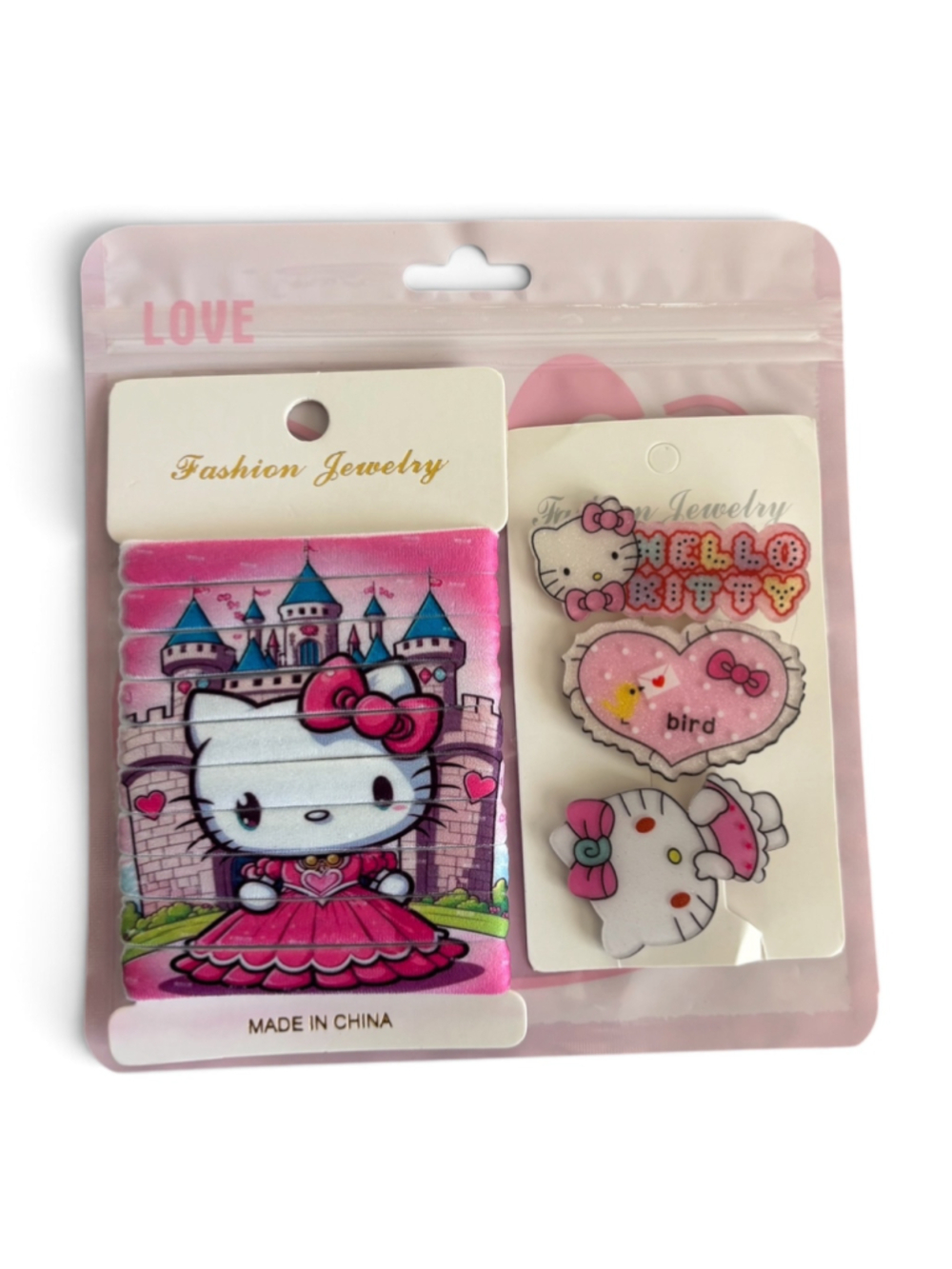 Hello Kitty Hair Accessory Set, One Size, Pink and White